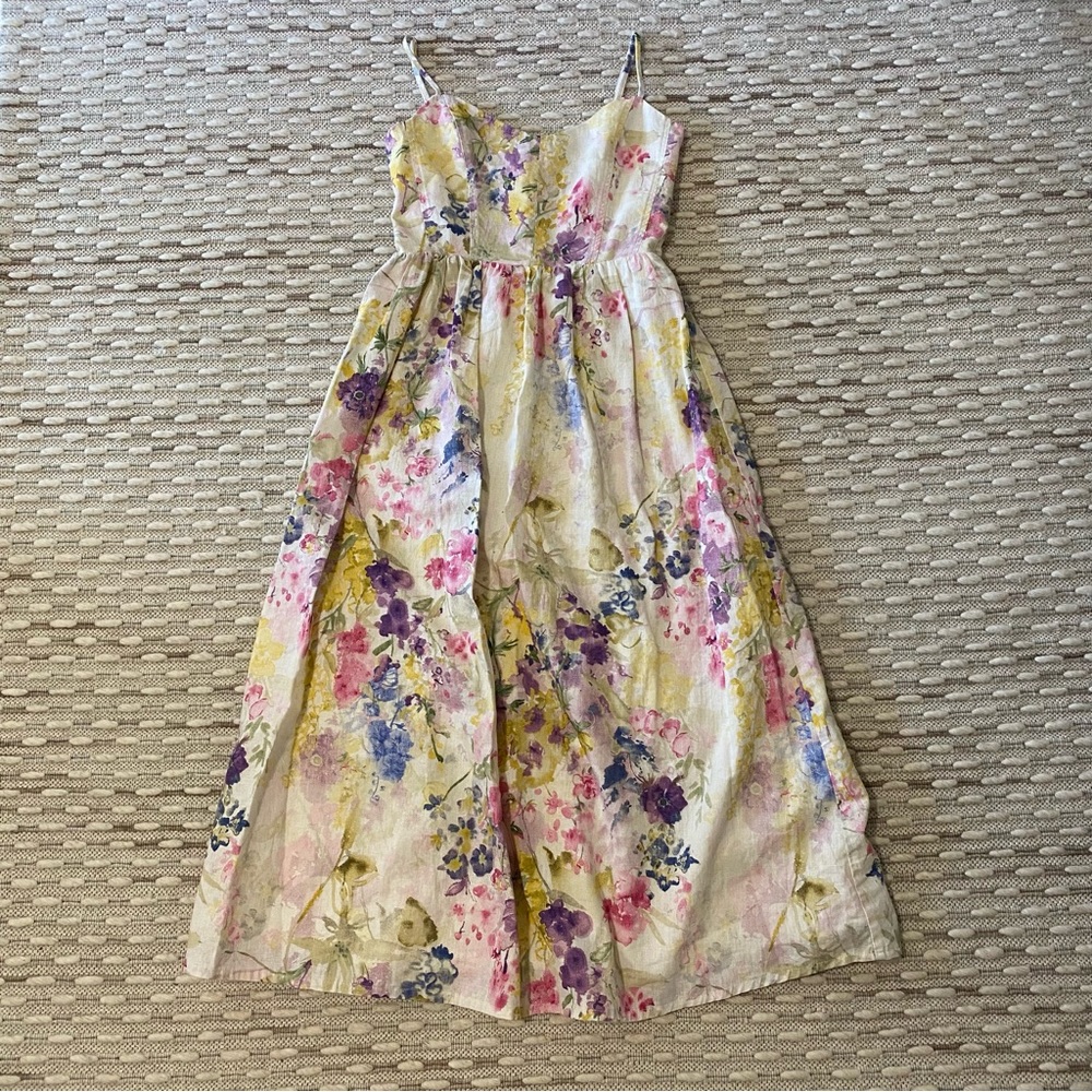 Floral Linen-Blend Maxi Dress XS